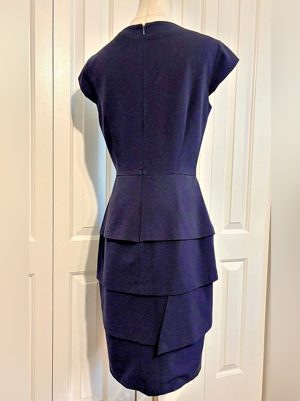 CALVIN KLEIN Navy Blue Layered Midi Dress - Picture 3 of 5